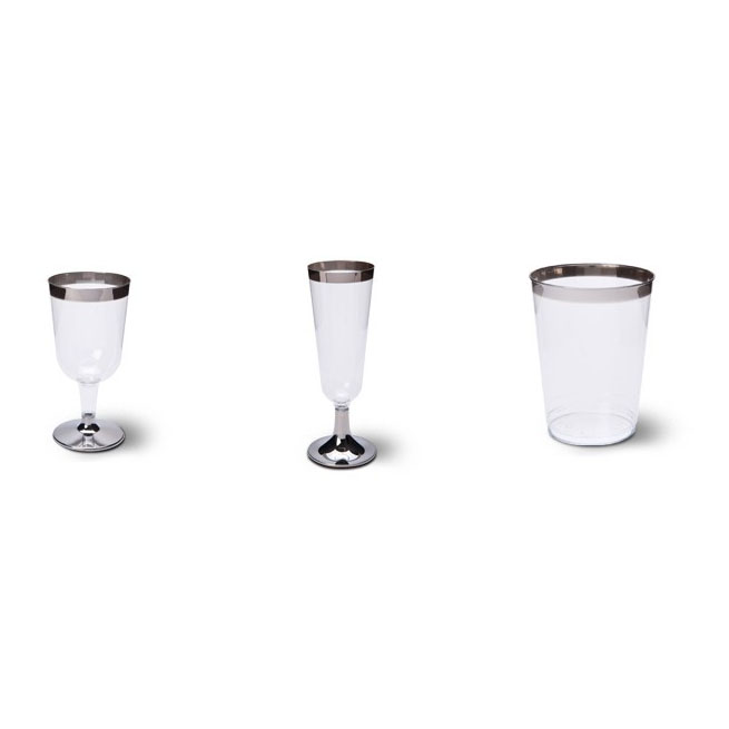Disposable Plastic Two Pieces Wine Glasses with Silver Rim 6oz2
